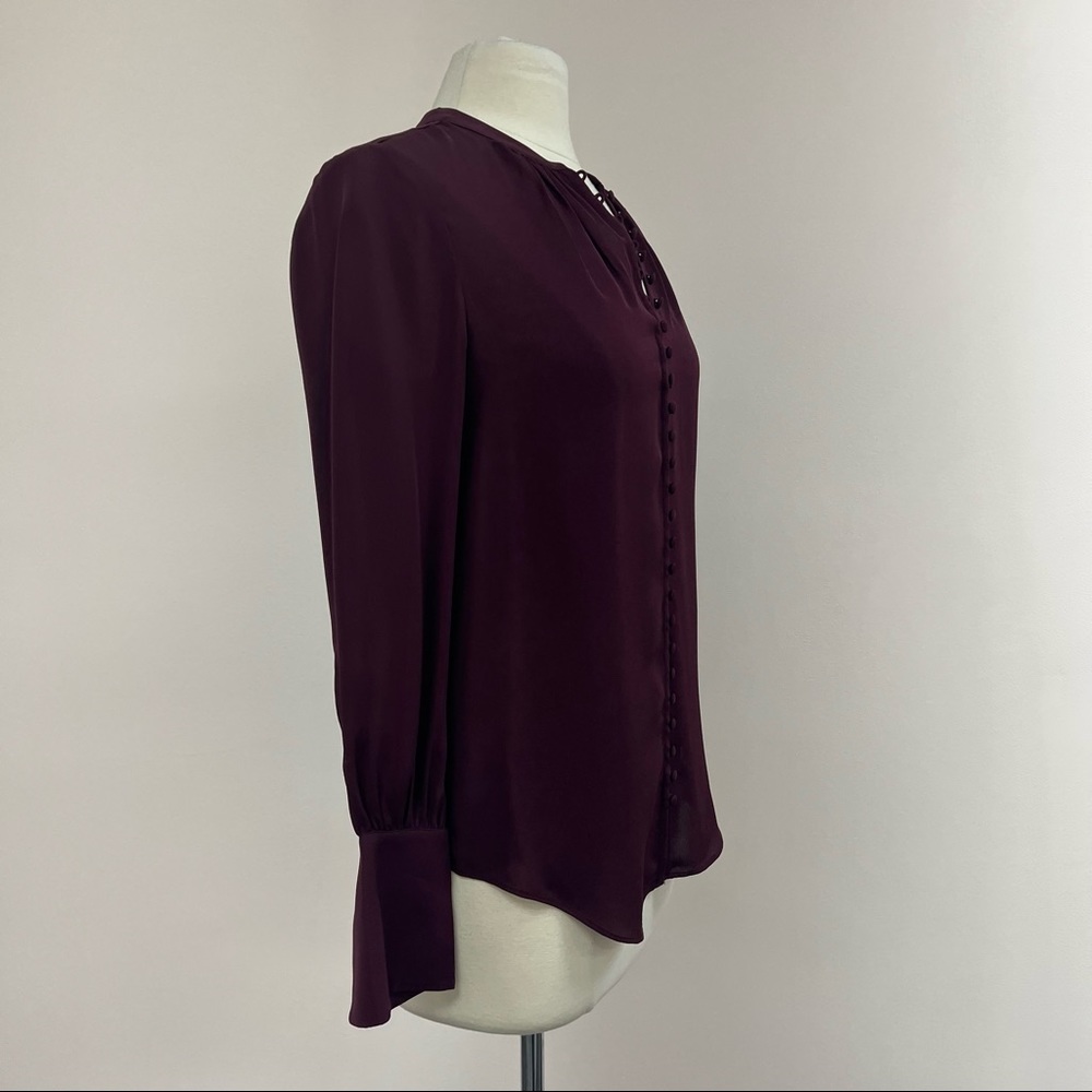 Joie Silk Tariana Button Down Blouse in Burgundy - Picture 3 of 8